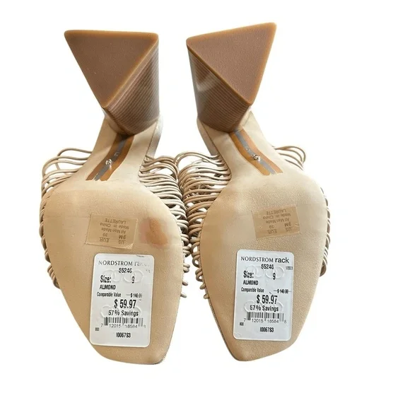 NWT Sam Edelman Laurette Almond Lattice Square Toe Block Heel Sandals - Picture 6 of 9